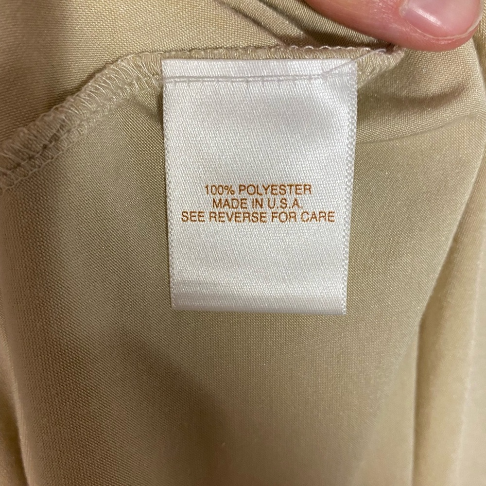 Y2K LaRok Peek A Boo Empire Waist Ruched Neck & Cuff Knit Blouse Beige Large - Picture 5 of 5